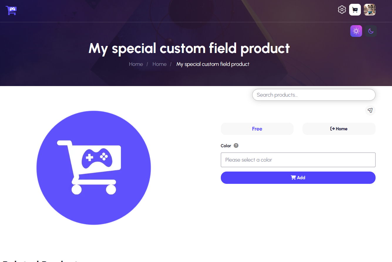 Custom fields displayed on the store