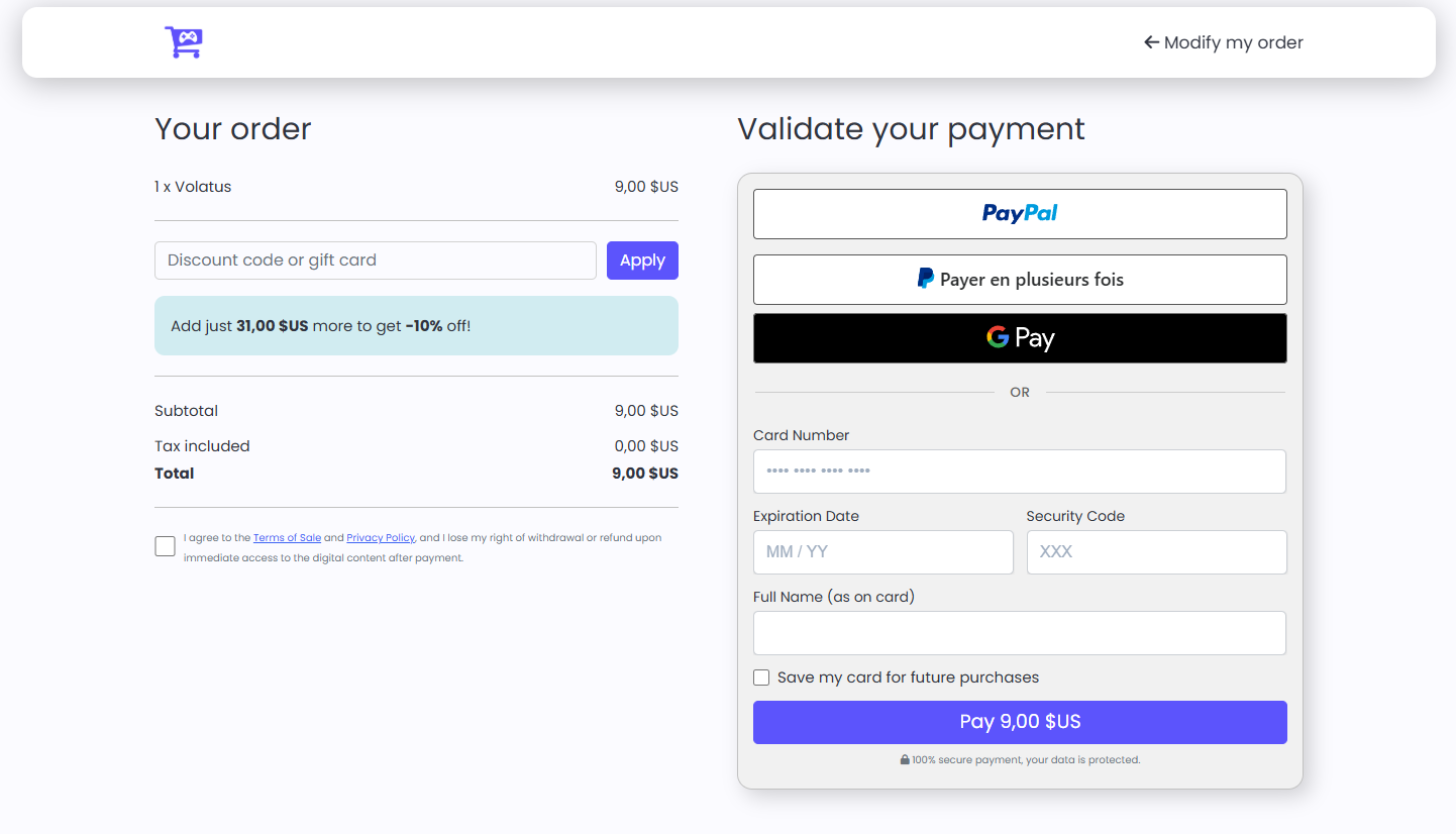 Checkout Screenshot