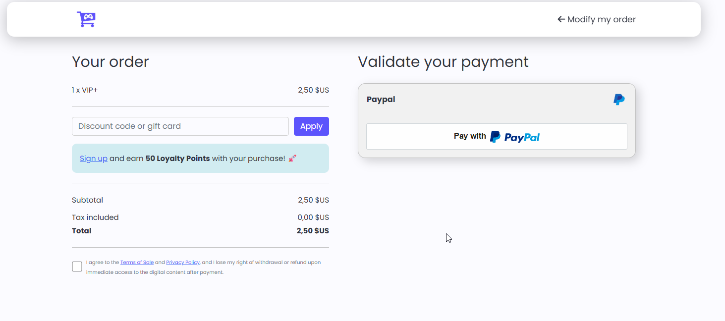 Checkout screenshot