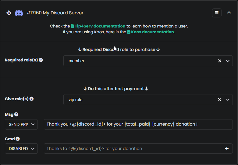 Setting a required role to proceed to the purchase.