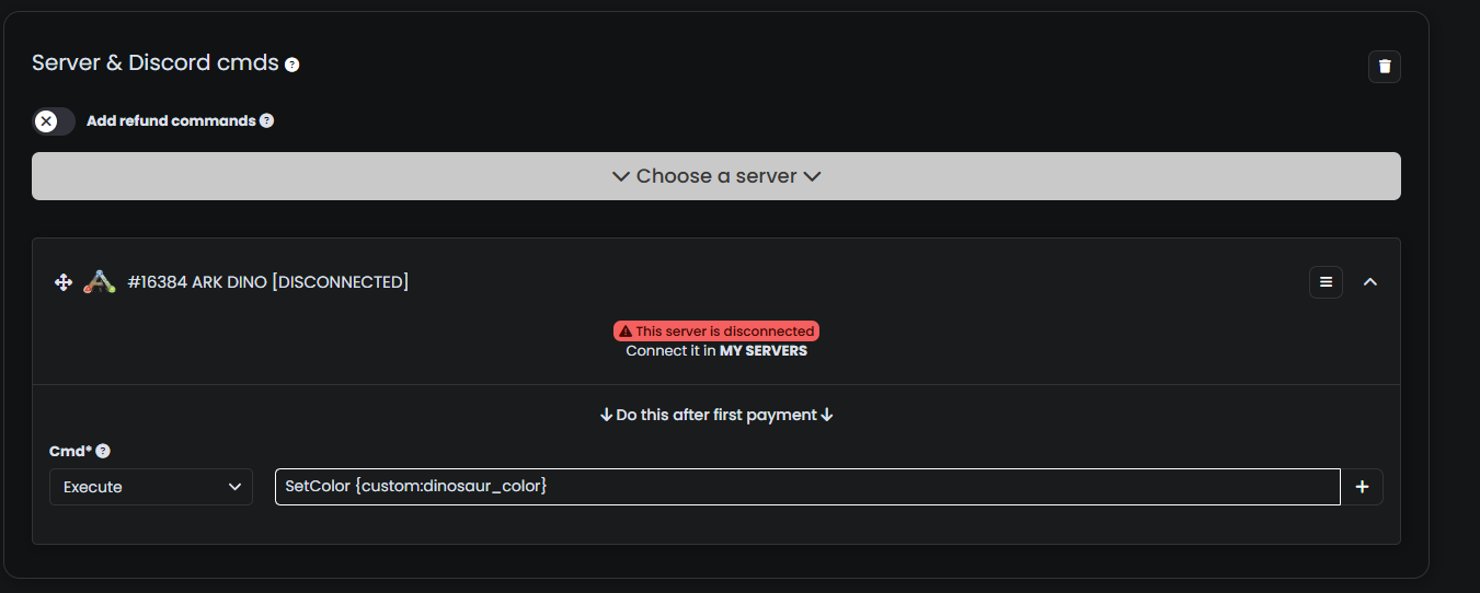 Server Commands using custom fields