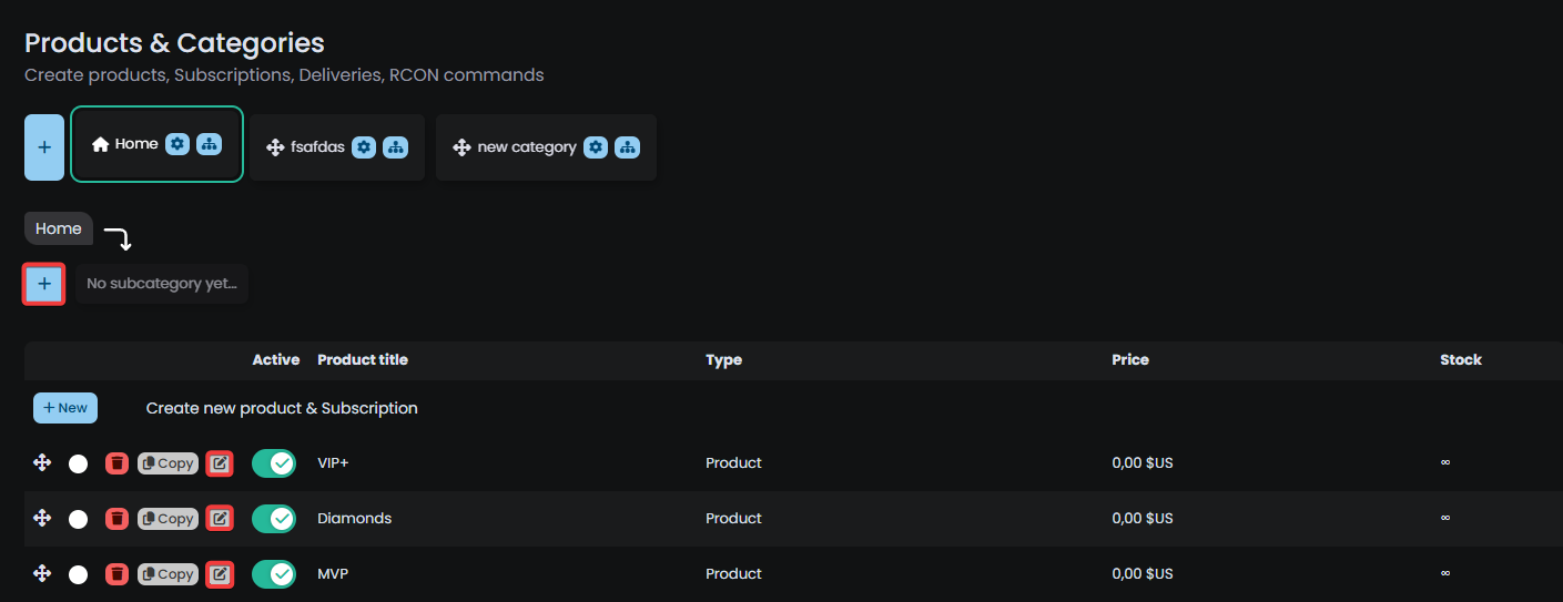 Screenshot from My Products